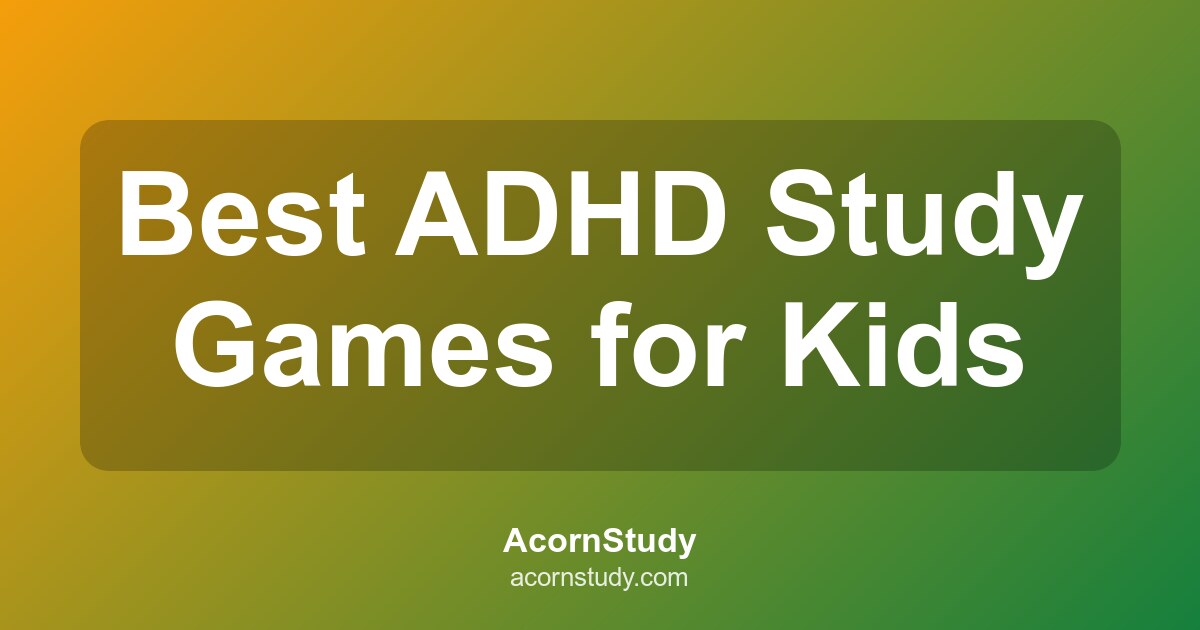 A child with ADHD smiling while playing an educational game on a tablet, with colorful game elements on screen.